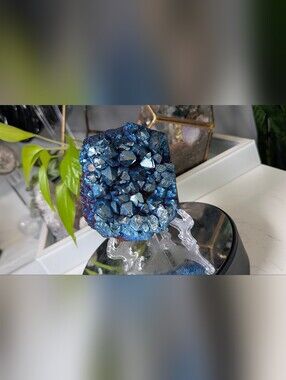 Blue Aura Electroplated Amethyst Crystal Cluster